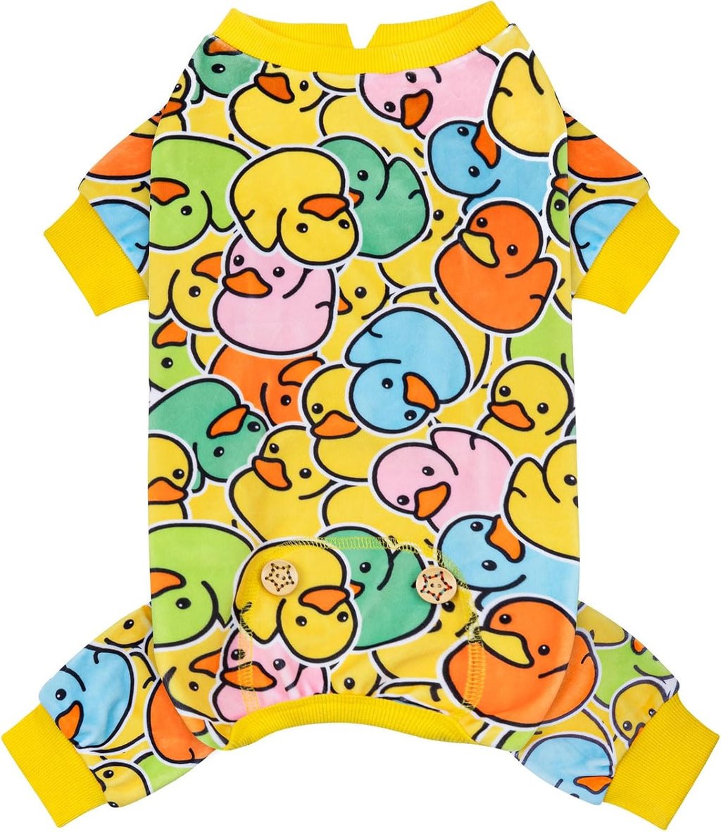 KYEESE Velvet Dog Pajamas for Small Dogs Soft Onesie Shirt, Rubber Duck