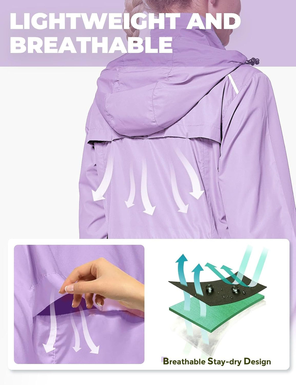 FitsT4 Sports Womens Running Cycling Windbreaker Reflective Jackets Hooded