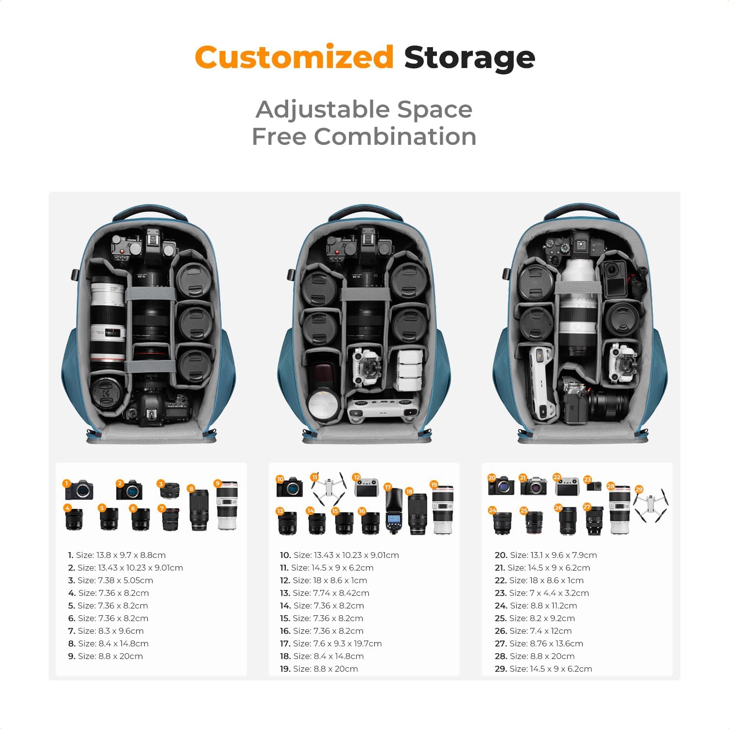 K&F CONCEPT Camera Backpack,Hardshell Photography DSLR Camera Bag