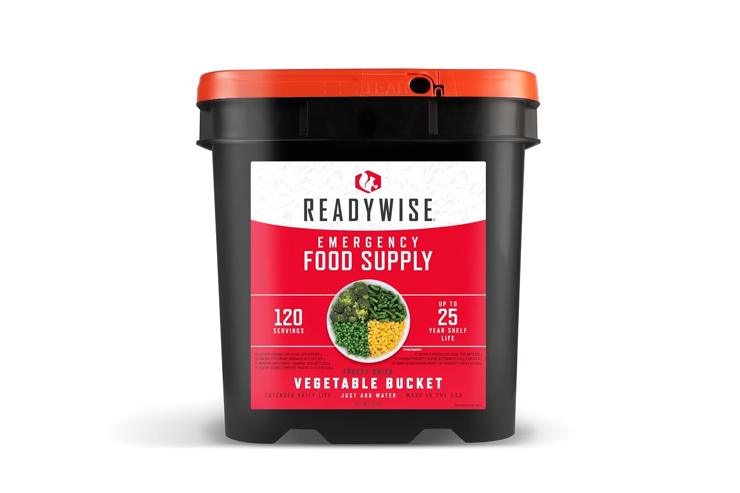 READYWISE Emergency Food Survival Supply Vegetables Bucket, 120 Servings