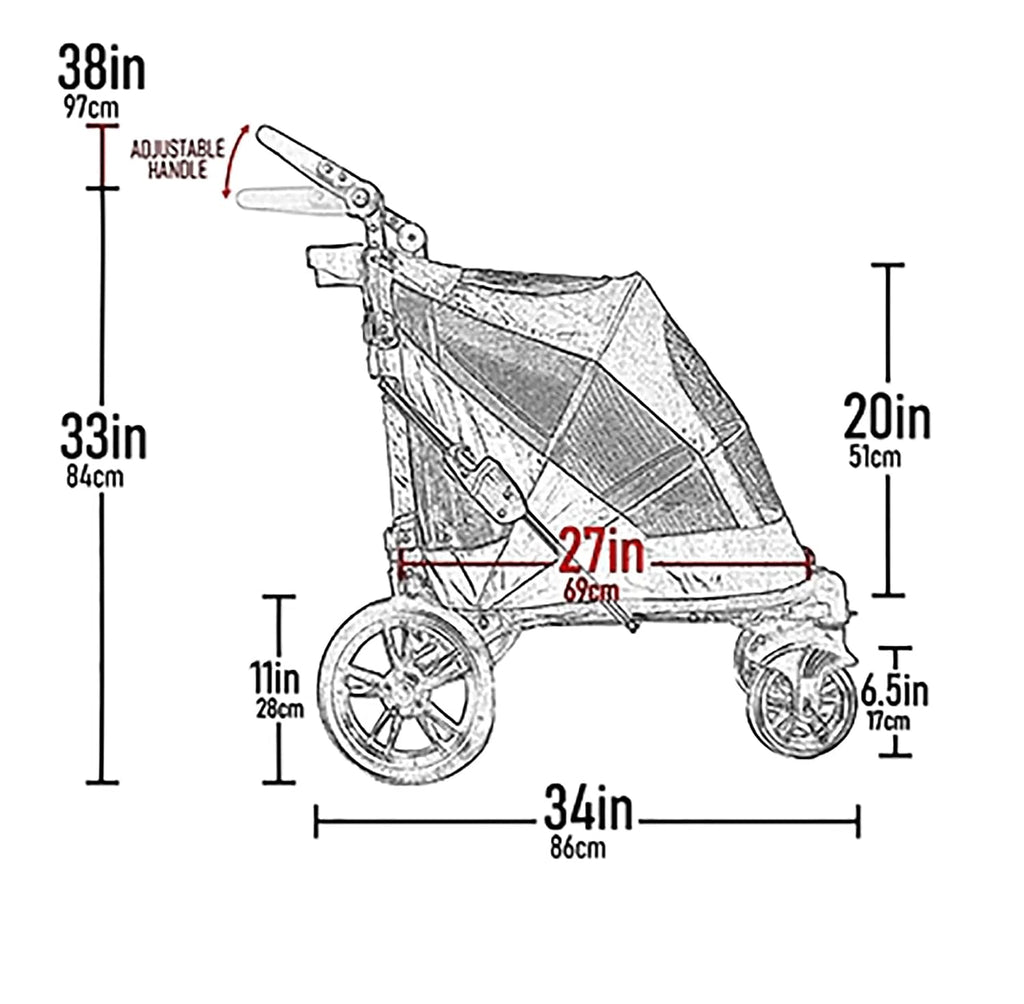 Pet Gear NO-Zip Pet Stroller with Dual Entry, Push Button Zipperless Entry for Single or Multiple Dogs/Cats, Pet Can Easily Walk in/Out, No Need to Lift Pet, Gel-Filled Tires