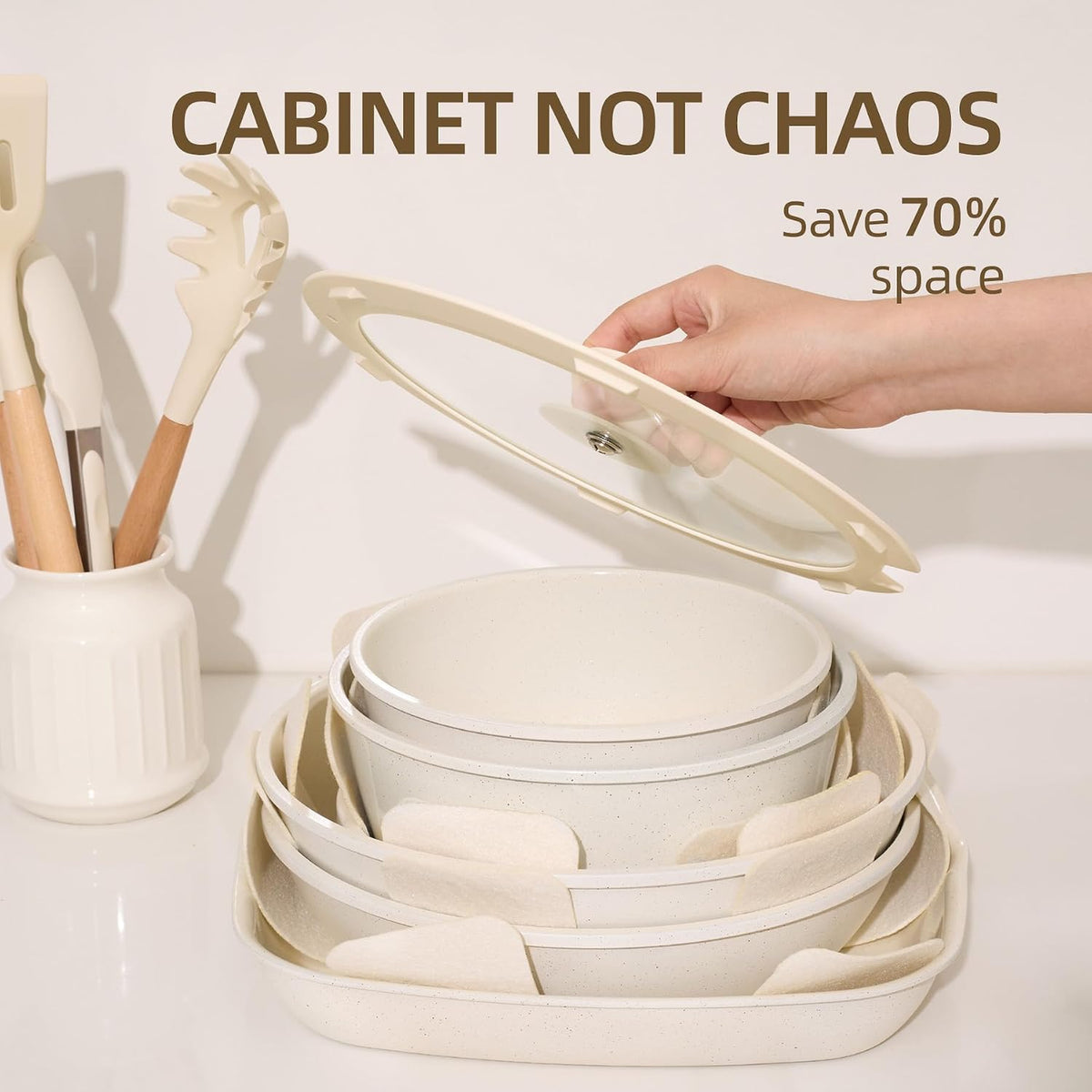 BECIGAR 24PCS Ceramic Pots and Pans Set
