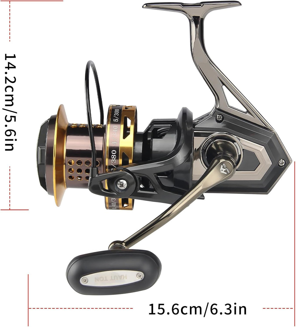HAUT TON Spinning Reel, 6+1BB Metal Surf Fishing Reels, 55lbs Max Drag