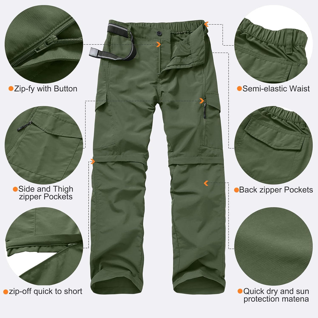 linlon Boy Scout Pants Hiking Mens Convertible Zip Off Safari Fishing