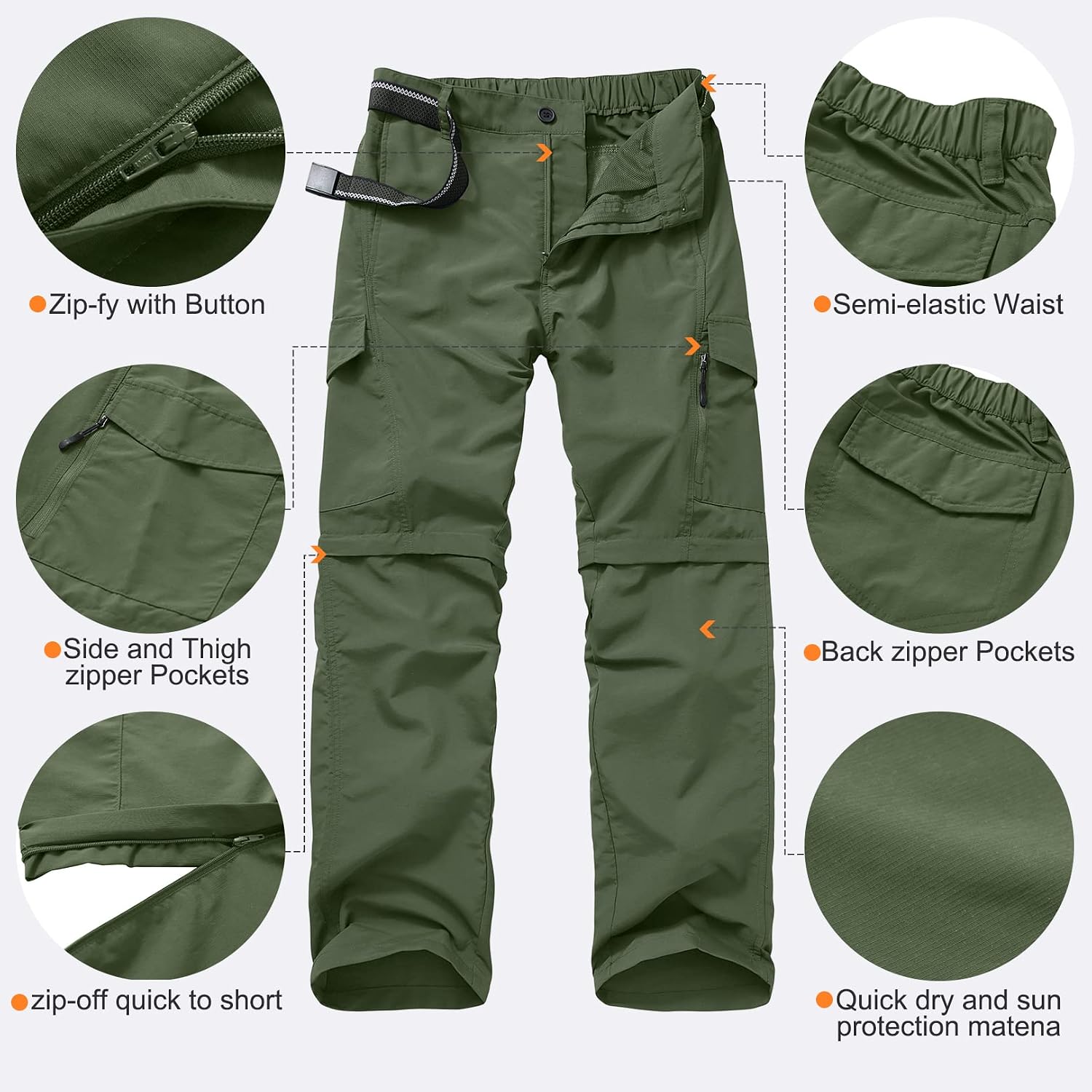 linlon Boy Scout Pants Hiking Mens Convertible Zip Off Safari Fishing