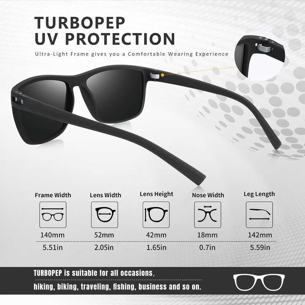 Square Polarized Sunglasses for Men and Women Lightweight Frame Sun Glasses with UV Protection