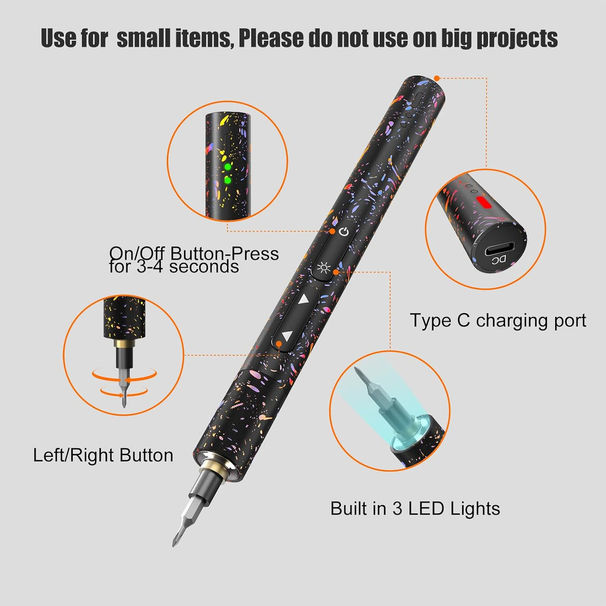 Mini Electric Screwdriver Set,66 in 1 Small Electric Screw Driver Kit with Magnetic Bits,Precision Electric Screwdrivers, Precision Cordless Repair Tool for Phone, Camera, Laptop, Watch
