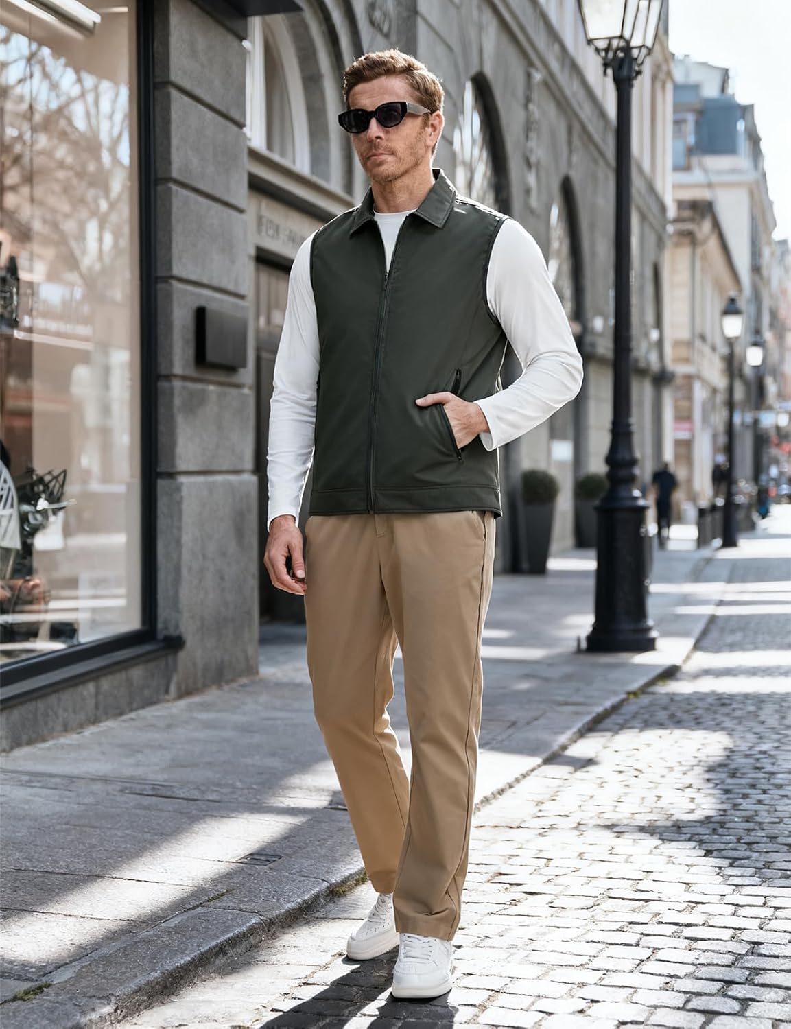 Rdruko Men's Golf Vest Lightweight Summer Casual Zip Windbreaker