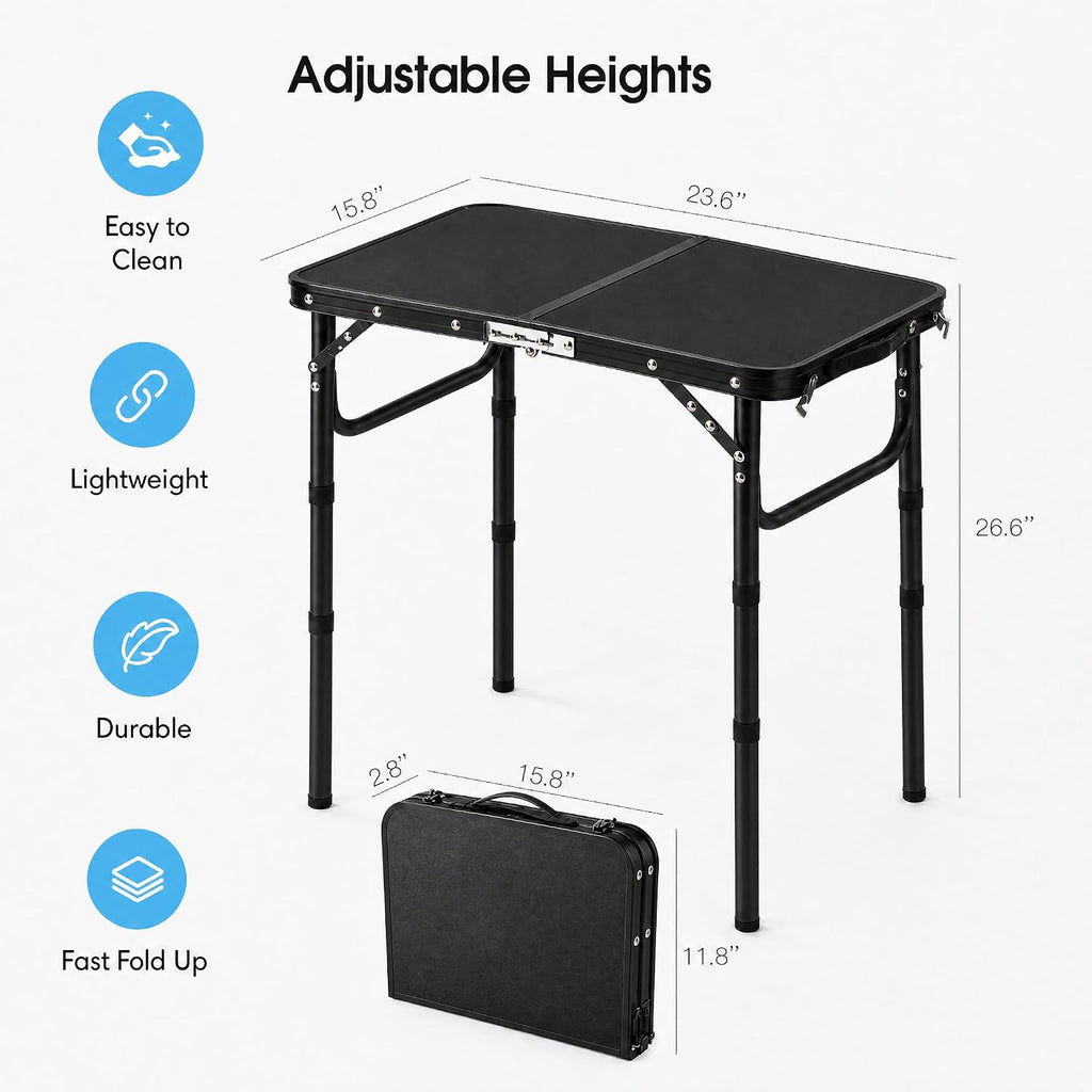 YUFIFAIRY Small Folding Table Portable, 24''L x16''W Foldable Camp Table