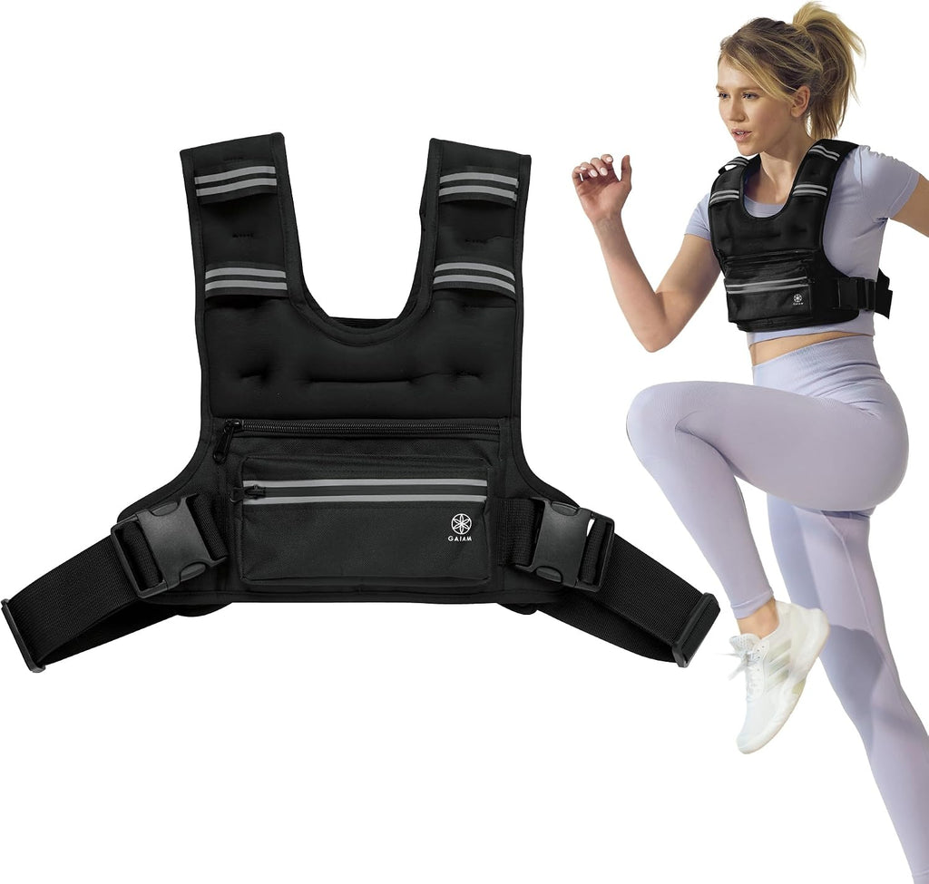 Gaiam Weighted Vest for Women and Men, Adjustable Weighted Workout Vest for Walking, Running, Strength Training
