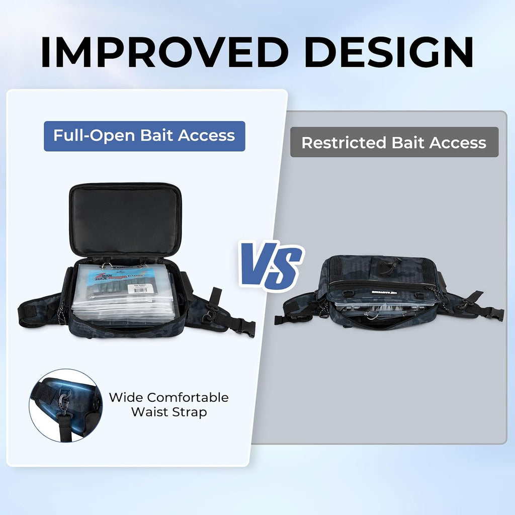 KastKing BaitSpace Waist Bag, Fishing Fanny Pack with Rod Holder