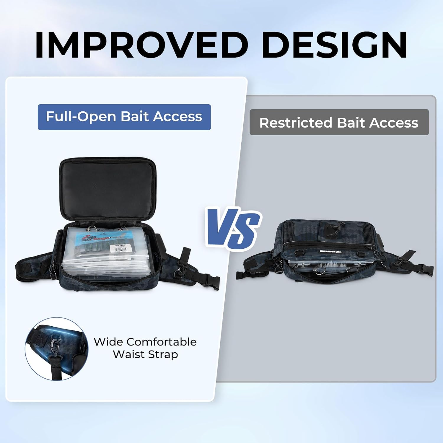KastKing BaitSpace Waist Bag, Fishing Fanny Pack with Rod Holder
