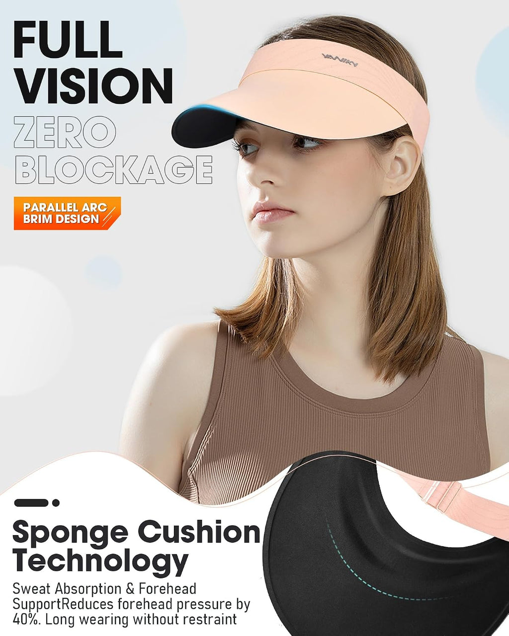 YANIKY Sun Visor Hat for Women,UPF50+ Seamless Sun Hats Men Women Lightweight Sports Cap Stretchy Ponytail Hat for Outdoor