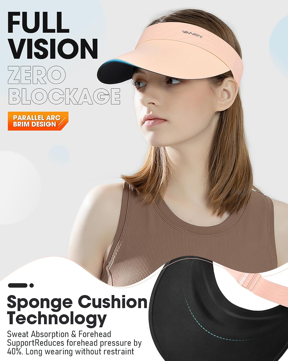 YANIKY Sun Visor Hat for Women,UPF50+ Seamless Sun Hats Men Women Lightweight Sports Cap Stretchy Ponytail Hat for Outdoor