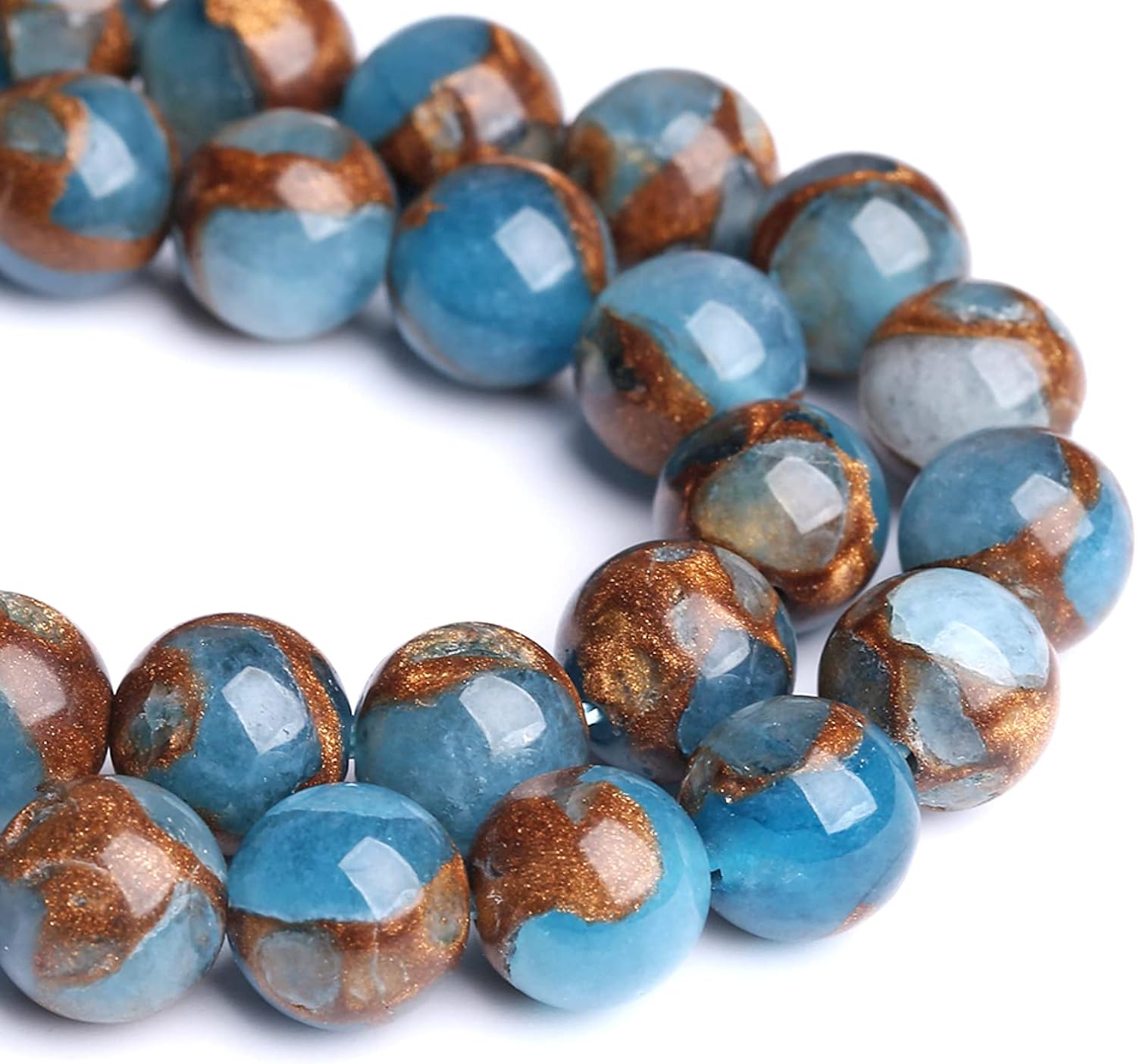 8MM 45PCS Lake Blue Cloisonne Craft Spacer Loose Beads for Jewelry Making DIY Bracelet