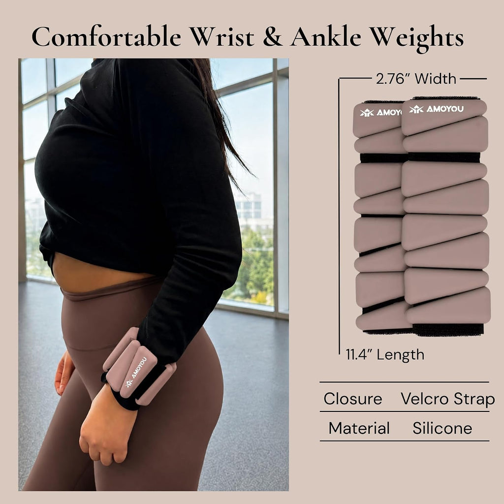 Wrist & Ankle Weights for Women – 2 lb Total, 1 lb Each | Weighted Bangles