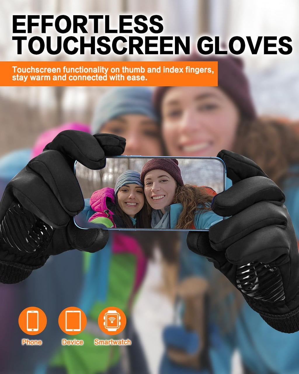 Waterproof Winter Gloves with Cotton Layer and Soft Smooth Lining