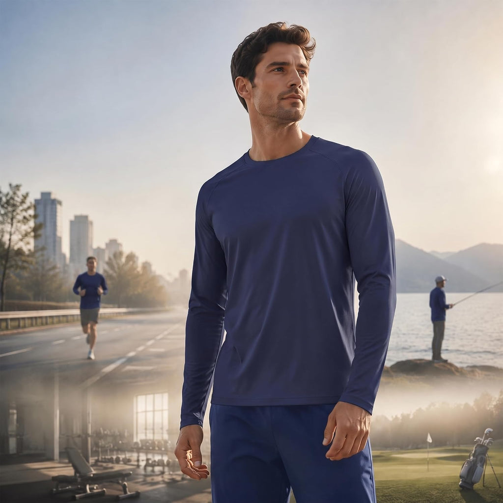 OYGSieg 6 Pack Long Shirts for Men Quick Dry Sun Protection Tee Shirts