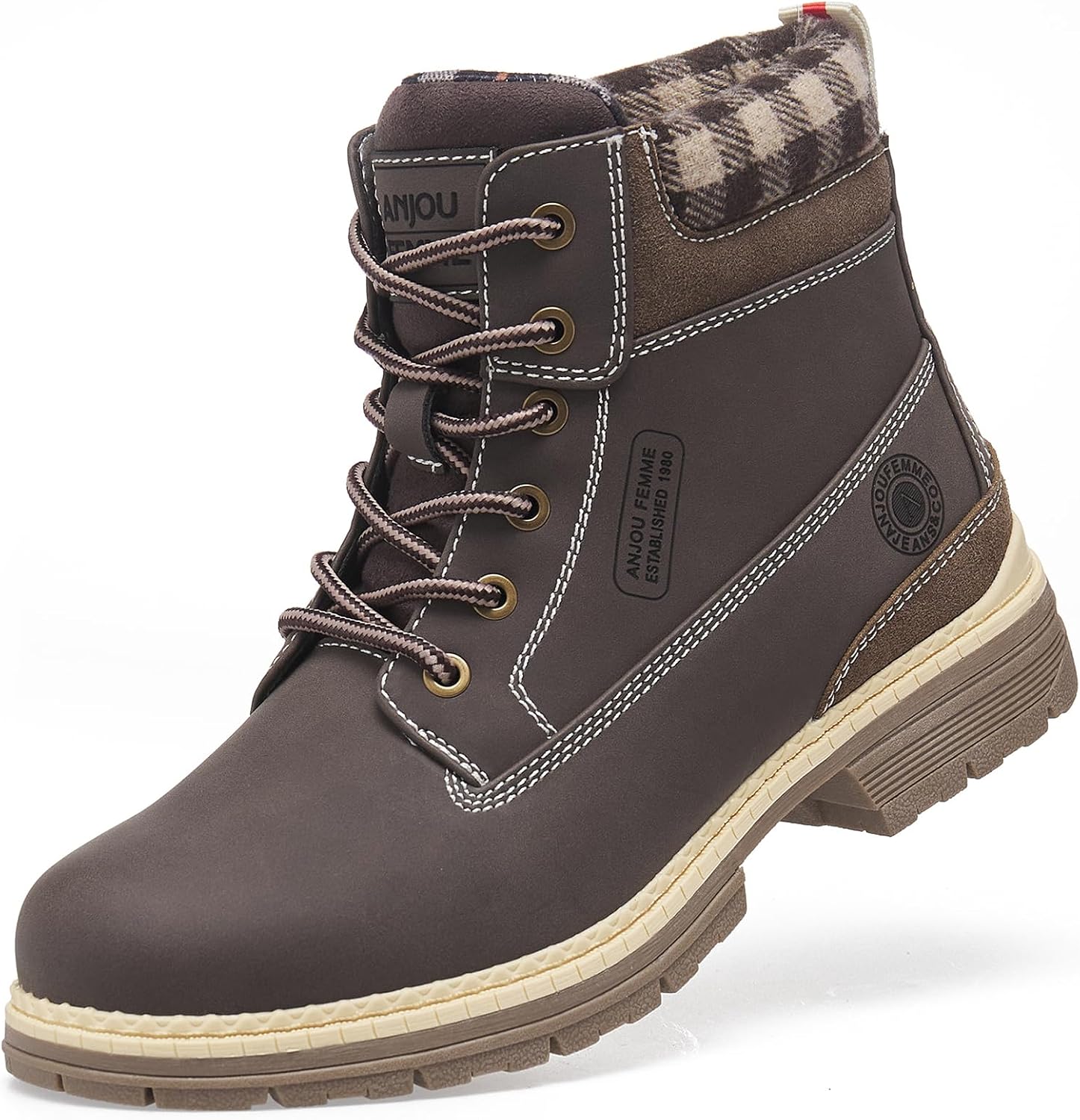 ANJOUFEMME Outdoor Hiking Boots for Women Waterproof - Womens Ankle Boots Lightweight Snow Winter Boots for Trekking Walking