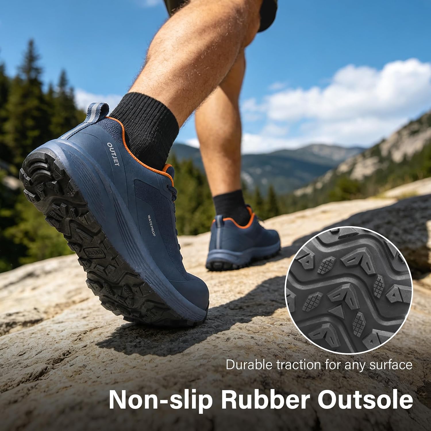 Men's Waterproof Hiking Shoes Lightweight Breathable Anti Slip Outdoor Shoes