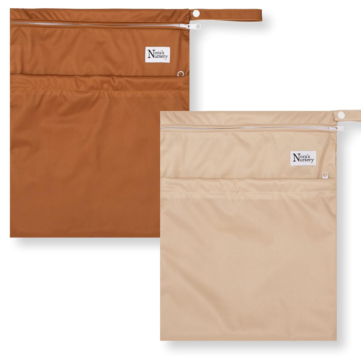 Nora's Nursery Wet Dry Bags with Two Zippered Pockets | 11 x 15 | 2 Pack