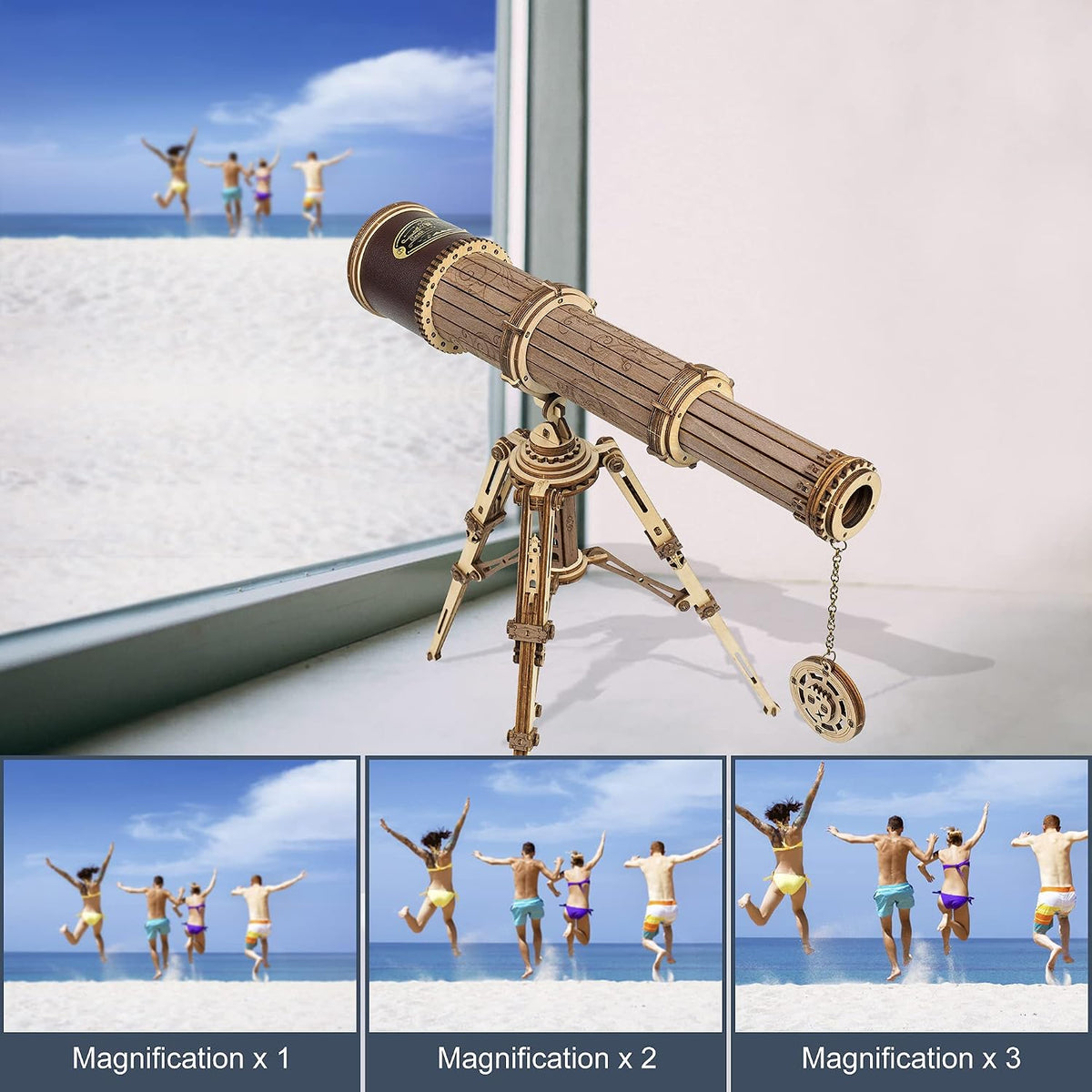 ROKR 3D Wooden Puzzles Monocular Telescope Model Building DIY Science Kit Birthday Gift for Adults and Teens Cool Display Item