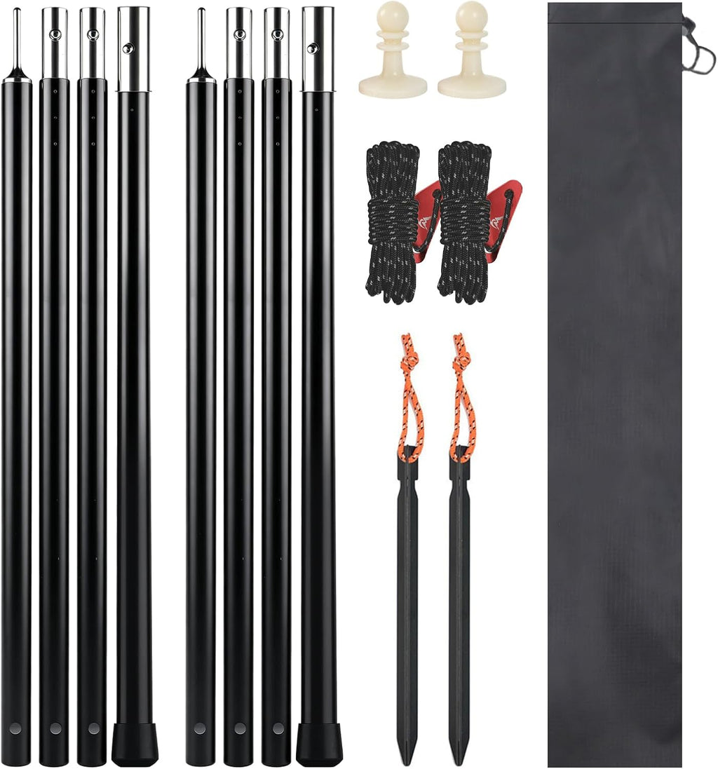 2-Pack Tarp Poles, Aluminum Telescoping Poles 78" for Camping Canopy & Tarp