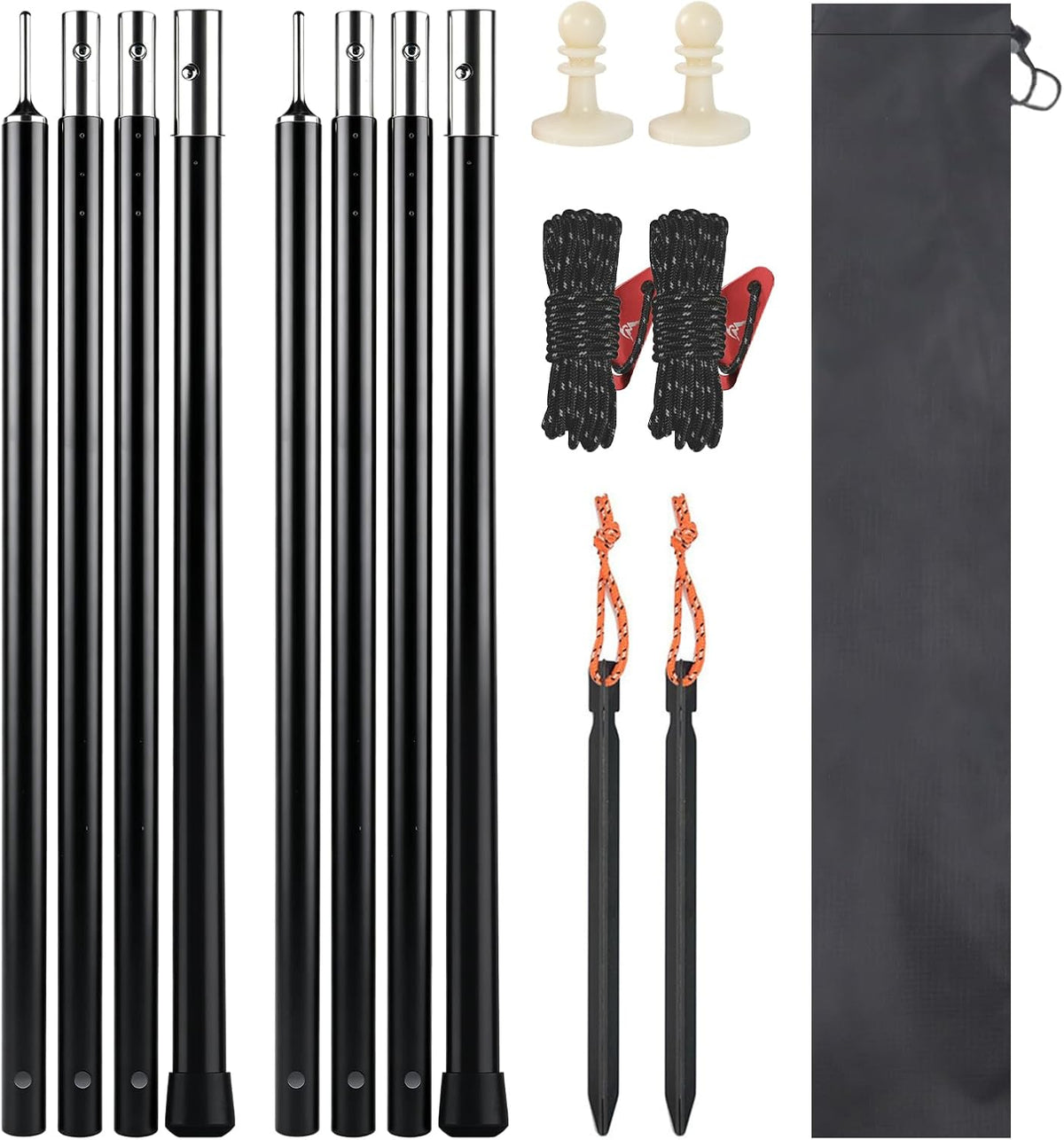 2-Pack Tarp Poles, Aluminum Telescoping Poles 78" for Camping Canopy & Tarp