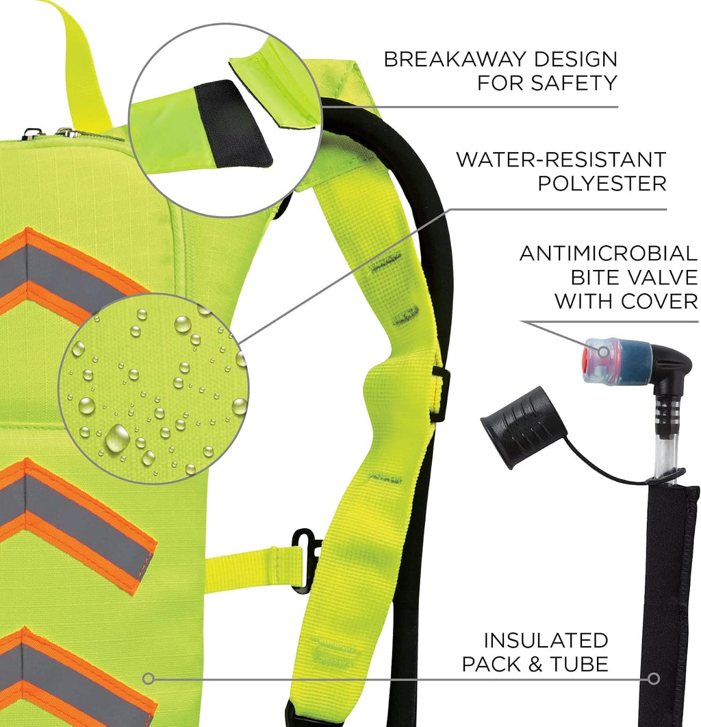 Ergodyne Chill-Its 5155HV High Visbility Low Profile Hydration Pack, 2 ltr, Lime