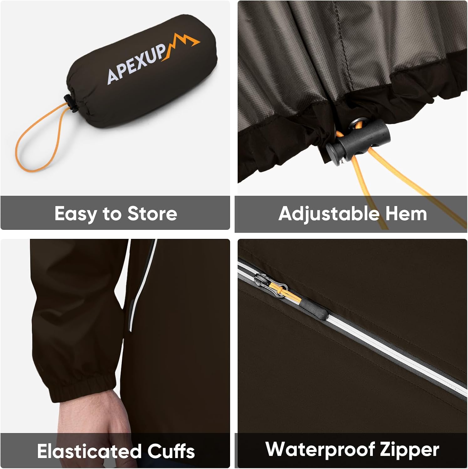 APEXUP Packable Rain Jacket Men Waterproof Lightweight Raincoat with Hood