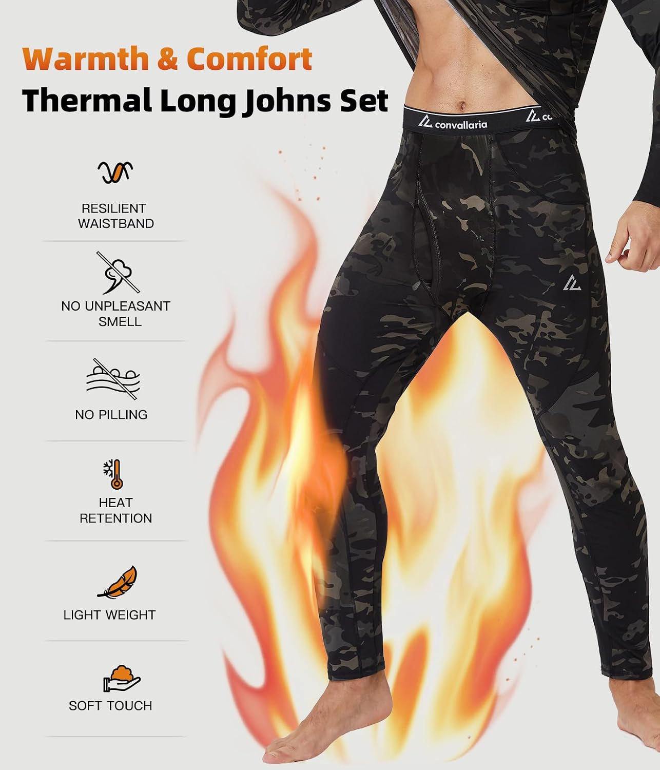 Mens Thermal Underwear Long Johns Set Cold Weather Hunting Base Layer