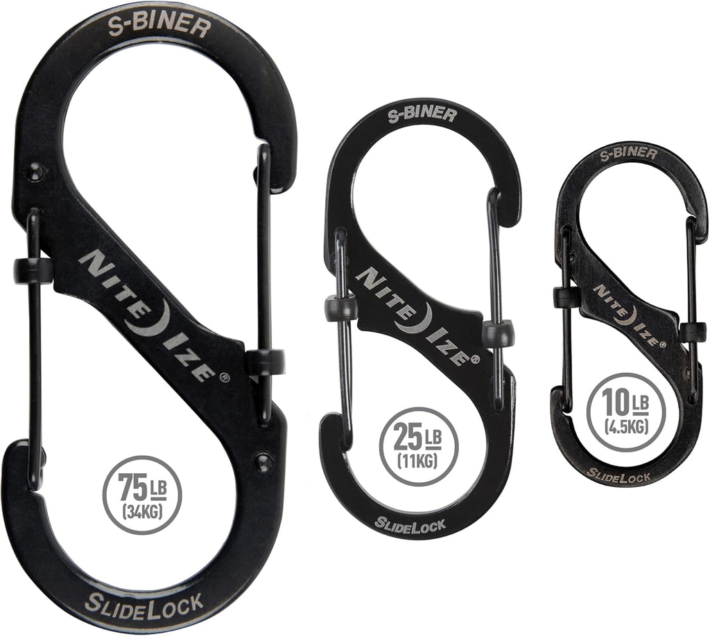 Nite Ize S-Biner SlideLock Stainless Steel - Double-Gated Accessory for Everyday Use - Lockable Dual Design - Independent Locking Mechanism - Securely Hold Keys & Gear