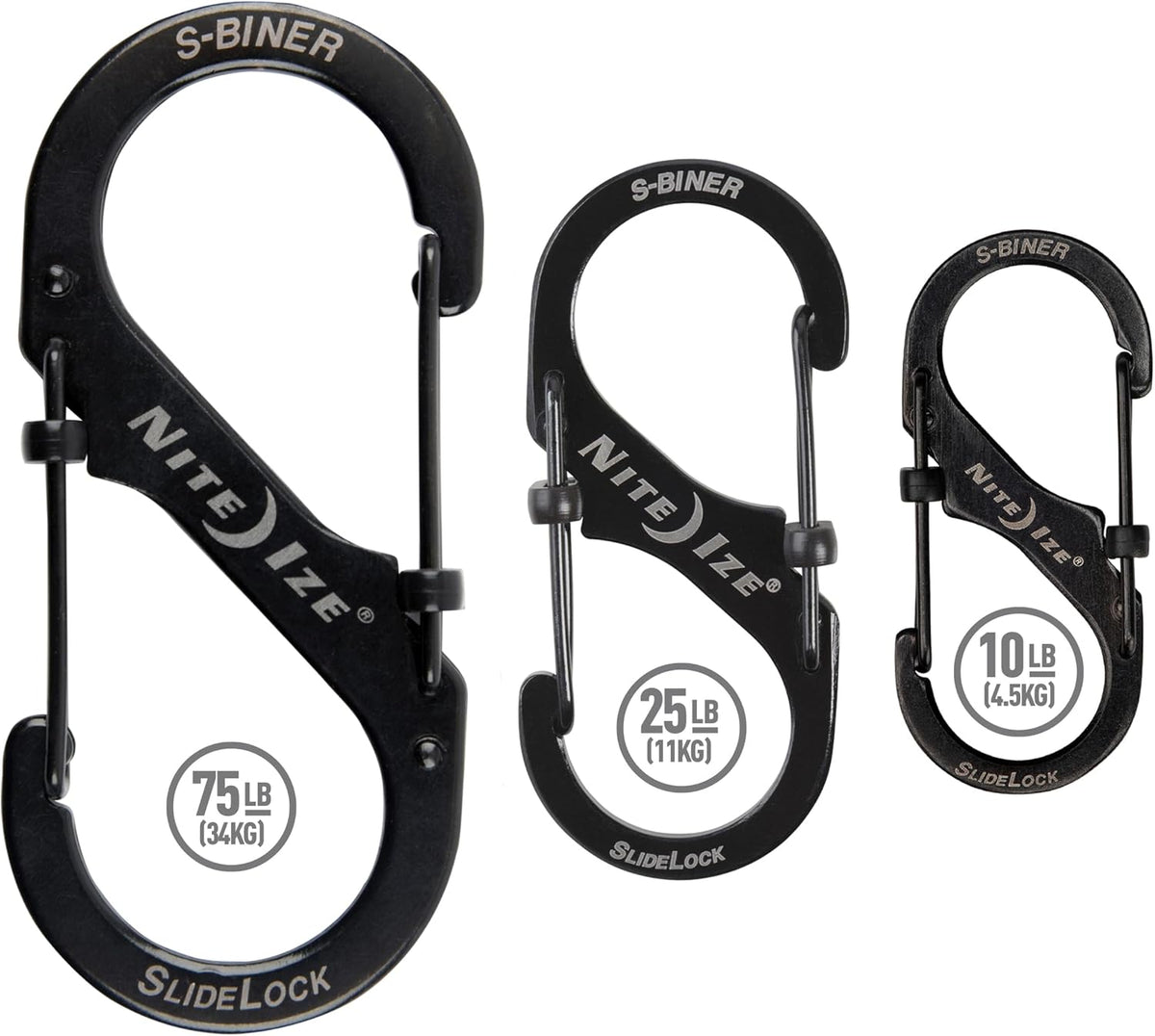 Nite Ize S-Biner SlideLock Stainless Steel - Double-Gated Accessory for Everyday Use - Lockable Dual Design - Independent Locking Mechanism - Securely Hold Keys & Gear