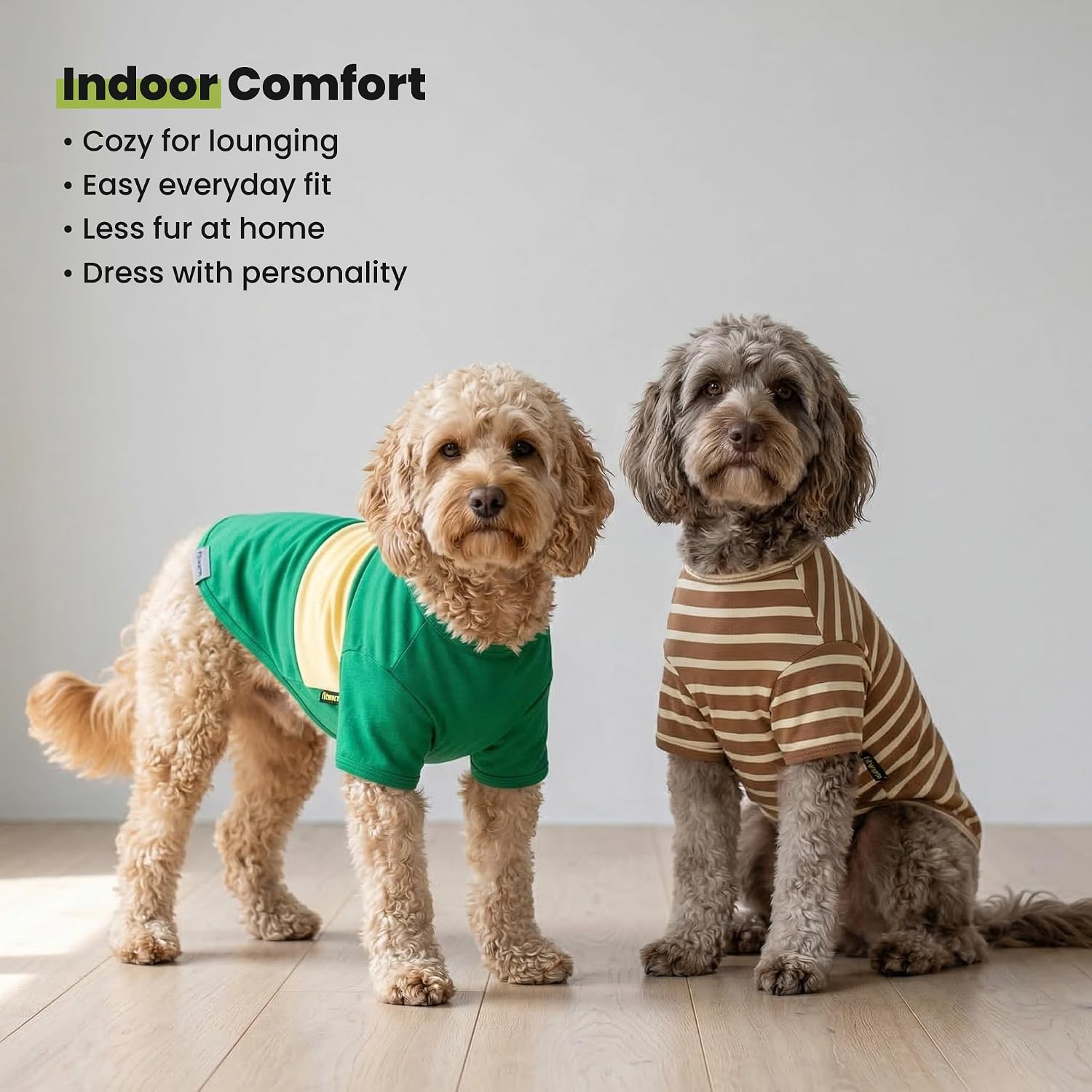 Fitwarm 3 Pack Color Block Striped Dog Shirt, Summer Dog Clothes for Small Dogs, Breathable Lightweight Dog Tshirt, Pet Outfit, Navy Blue, Sea Green, Brown, Small