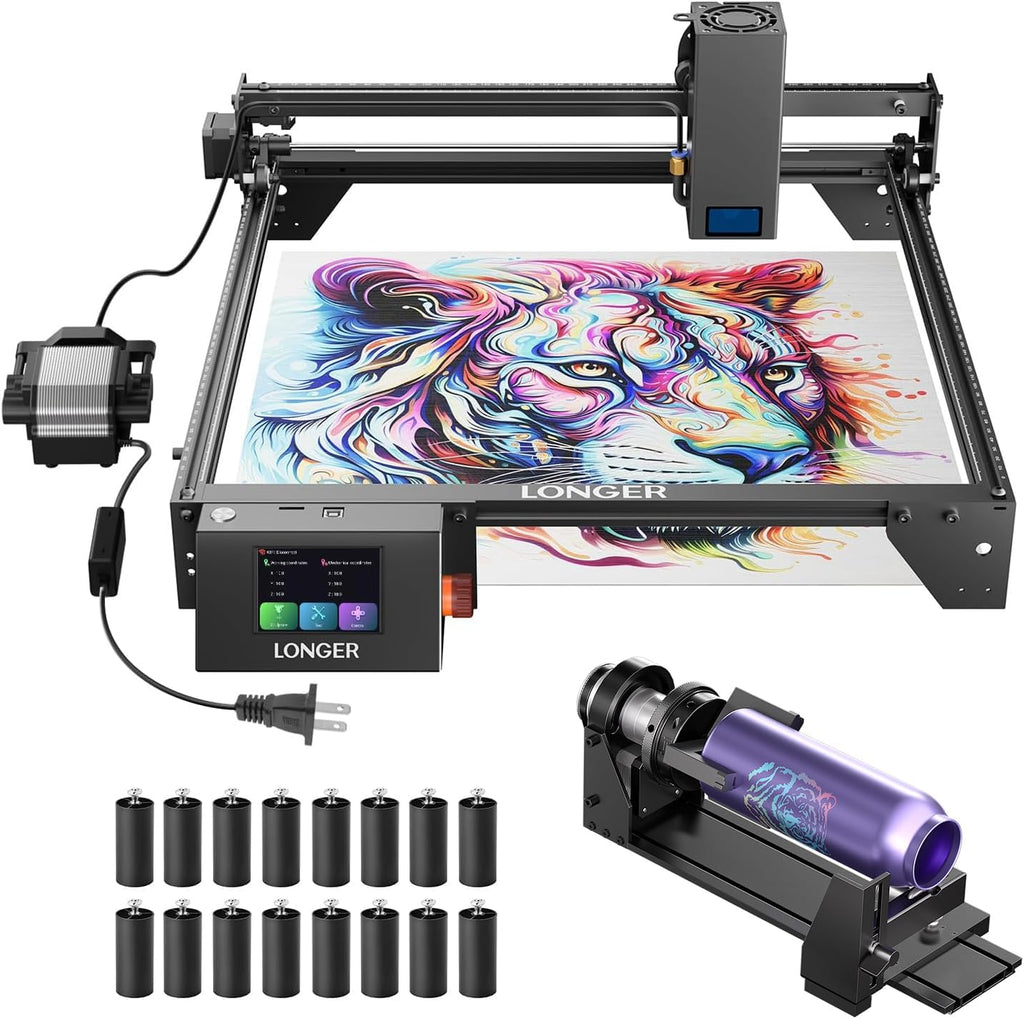 Longer RAY5 Laser Engraver with Air Pump,20W Output,24000mm/min High Speed,3.5” Touch Screen,High Precision Laser Cutter and Engraver for Wood,Acrylic,Cylindrical Objects,Working Area 15.75" x 14.37"