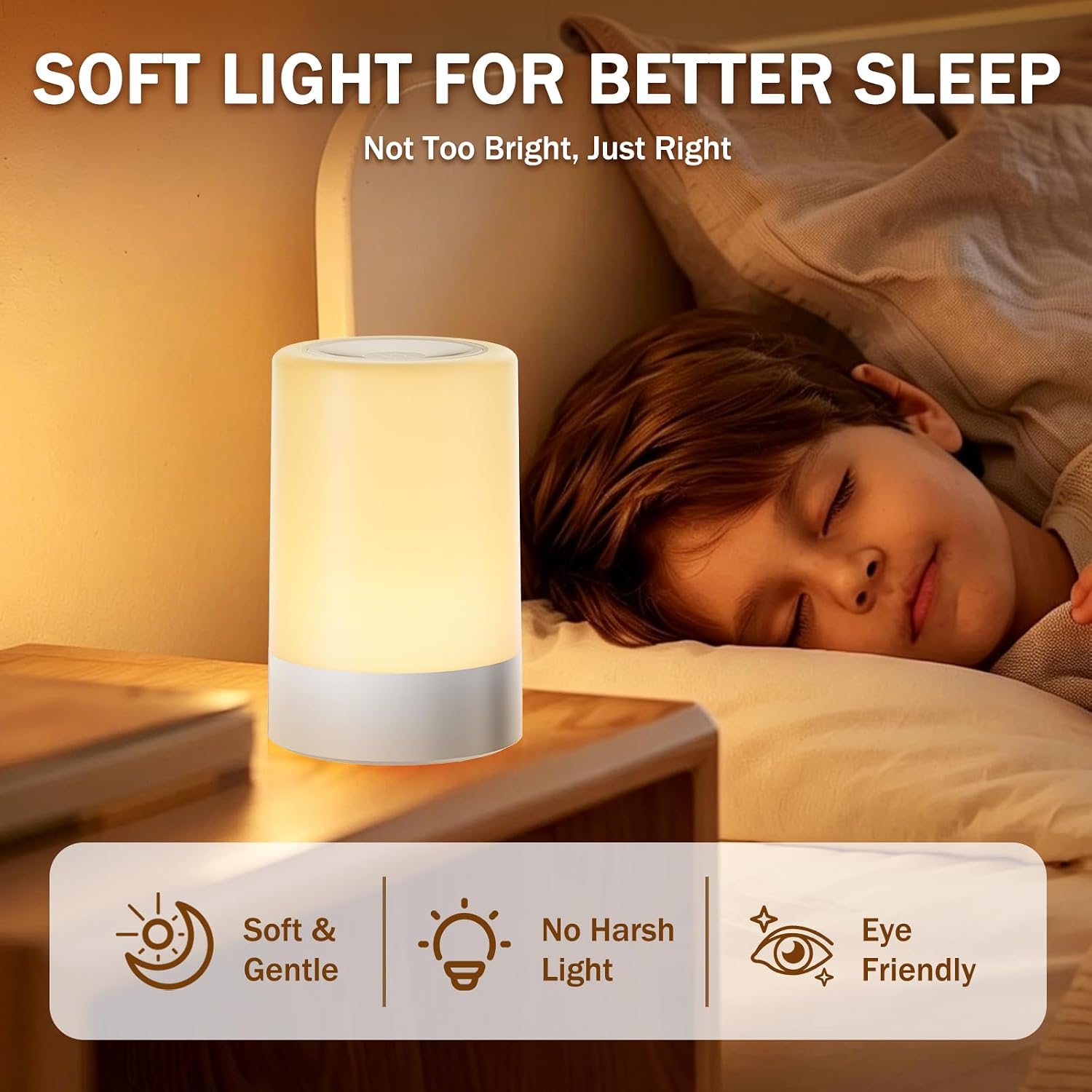 G Keni Nursery Night Light for Baby, Portable LED Touch Night Lamp for Kids and Adult, Breastfeeding, Sleep Aid, USB Rechargeable Nursing Lamp, Bedside Dimmable Warm Night Light, Soft Eye Caring