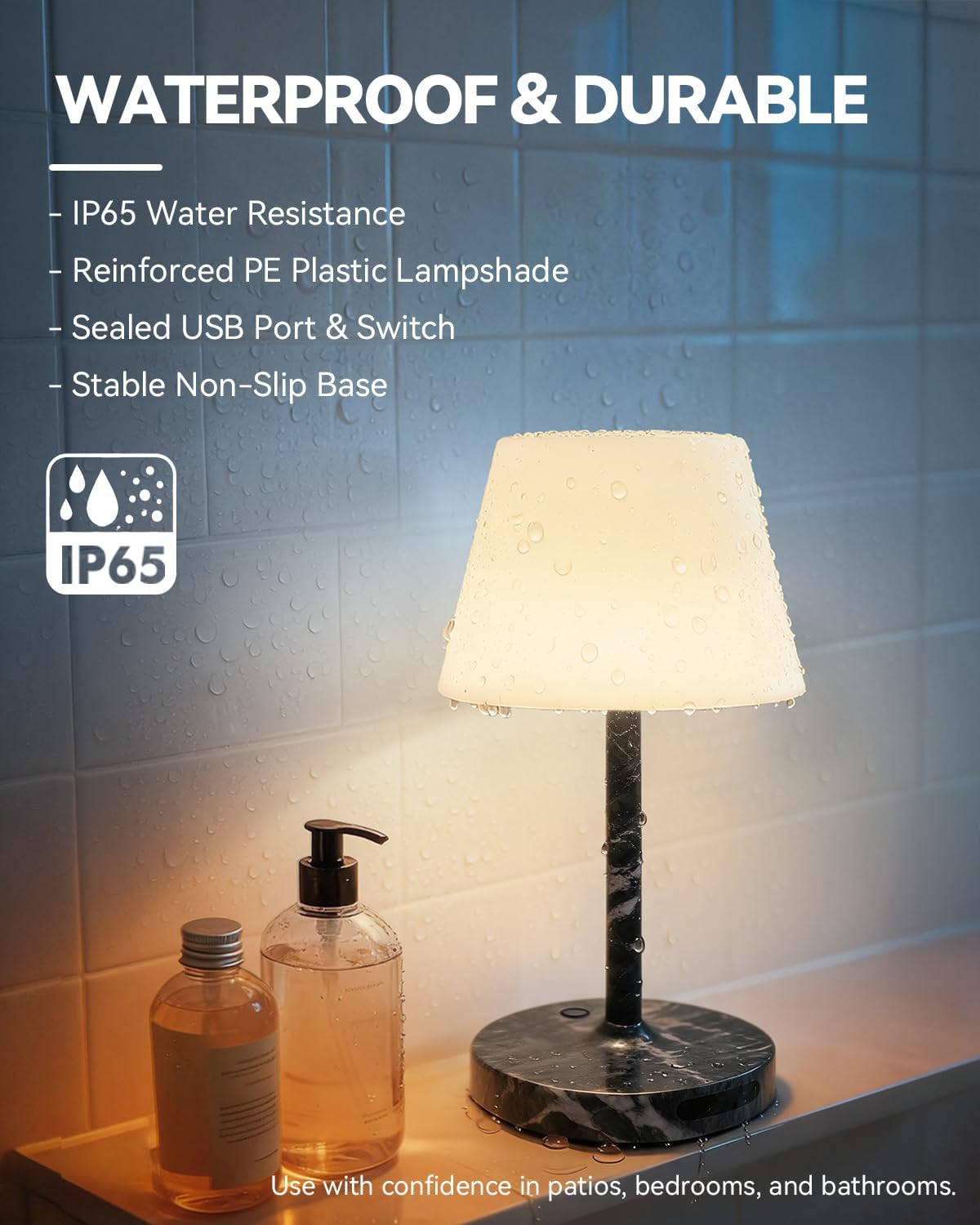 SAIWEYA Outdoor Waterproof Shower Lamp, 5200mAh Rechargeable Bathroom Lamp