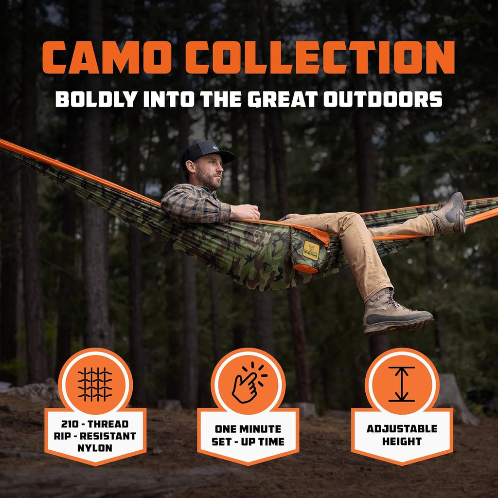Wise Owl Outfitters Camping Hammock – 400lbs Portable Hammock with Tree Straps - Travel, Backpacking, Hiking, Outdoors Camping Gear - Single