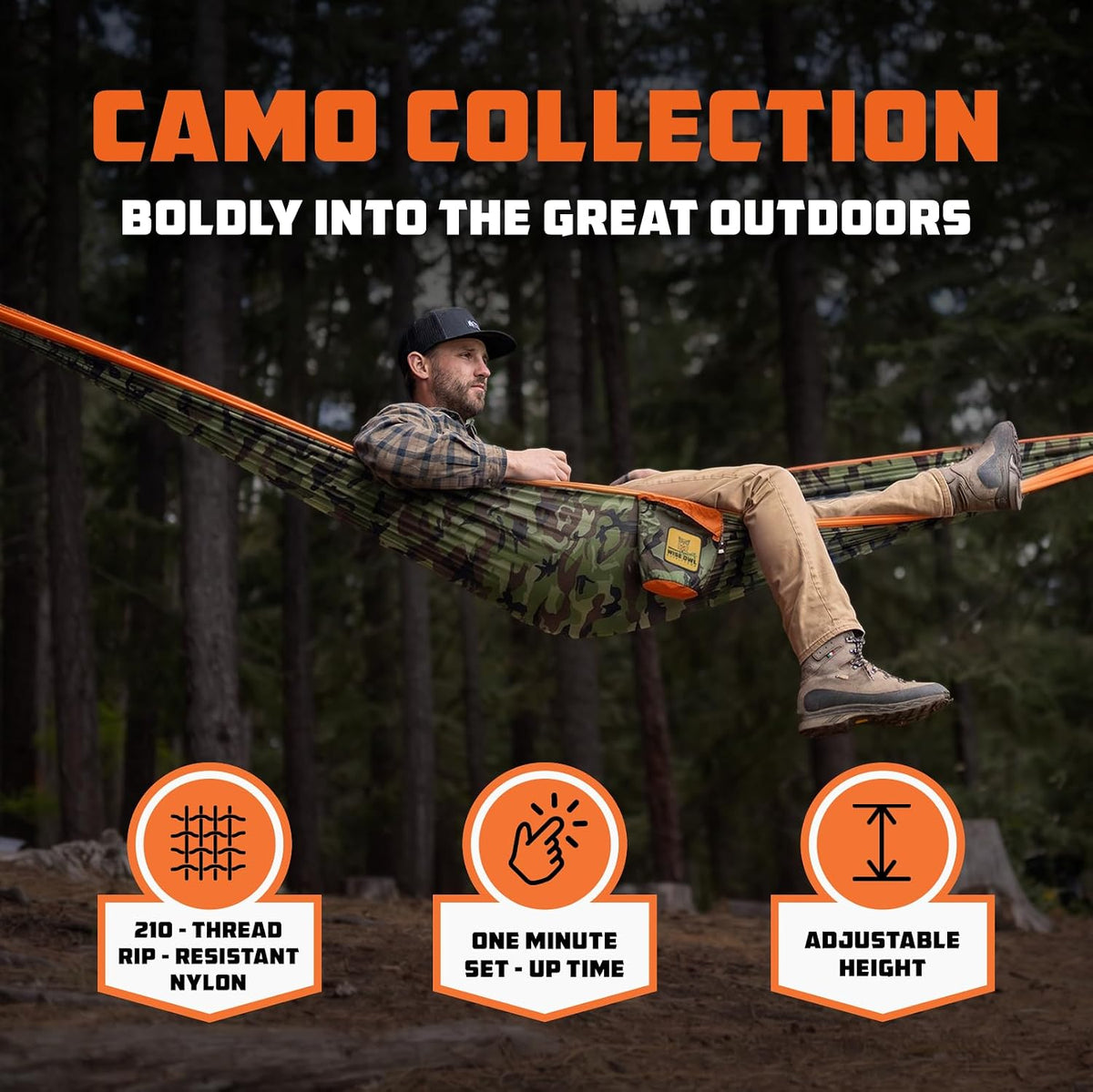 Wise Owl Outfitters Camping Hammock – 400lbs Portable Hammock with Tree Straps - Travel, Backpacking, Hiking, Outdoors Camping Gear - Single