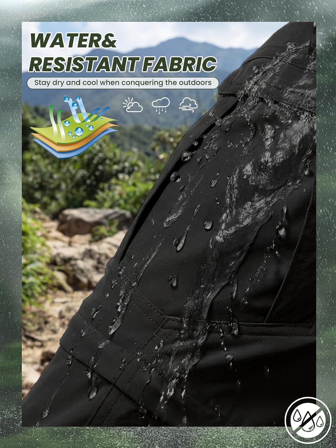 Men's Convertible Hiking Pants with 7 Pockets, Zip-Off Quick-Dry