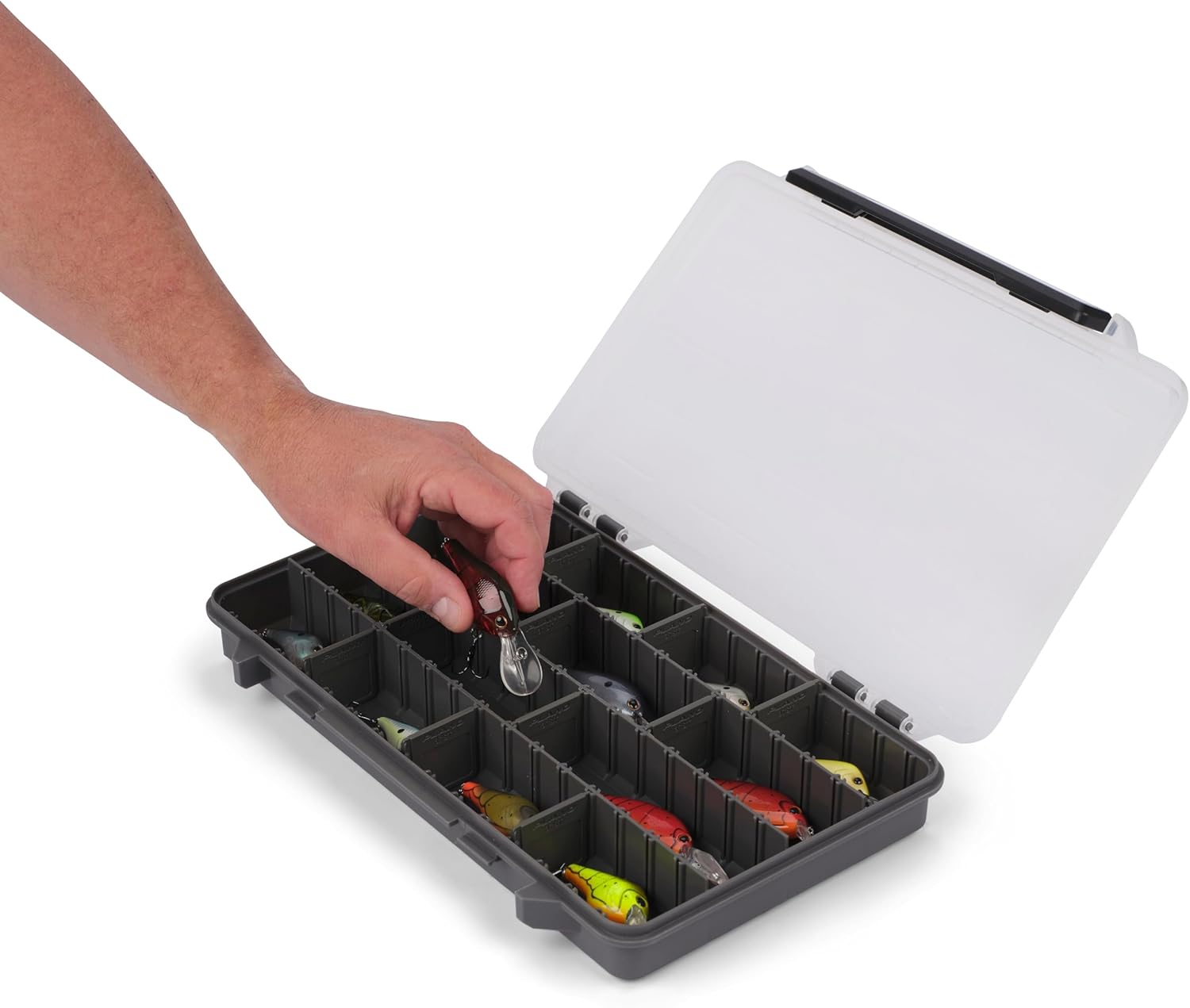 Plano StowAway 3700 Stow Tackle Box, 4 Pack, with Corrosion-Preventive Rustricor, Single Latch Design, Transparent DuraView Lid, Stackable Storage for Fishing Bait, Lures and Gear