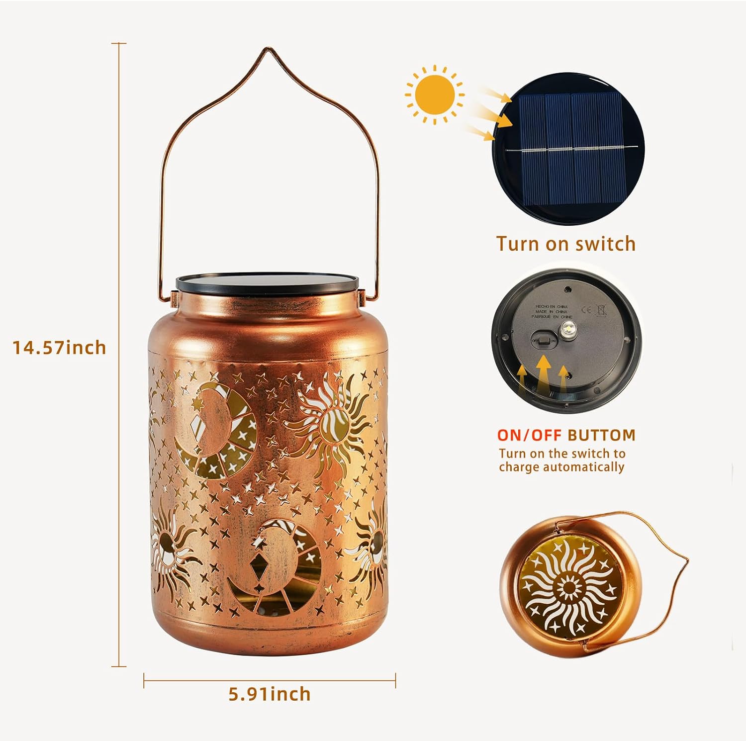 Sun & Moon Solar Lanterns Outdoor Waterproof, Birthday Day Gifts for Women