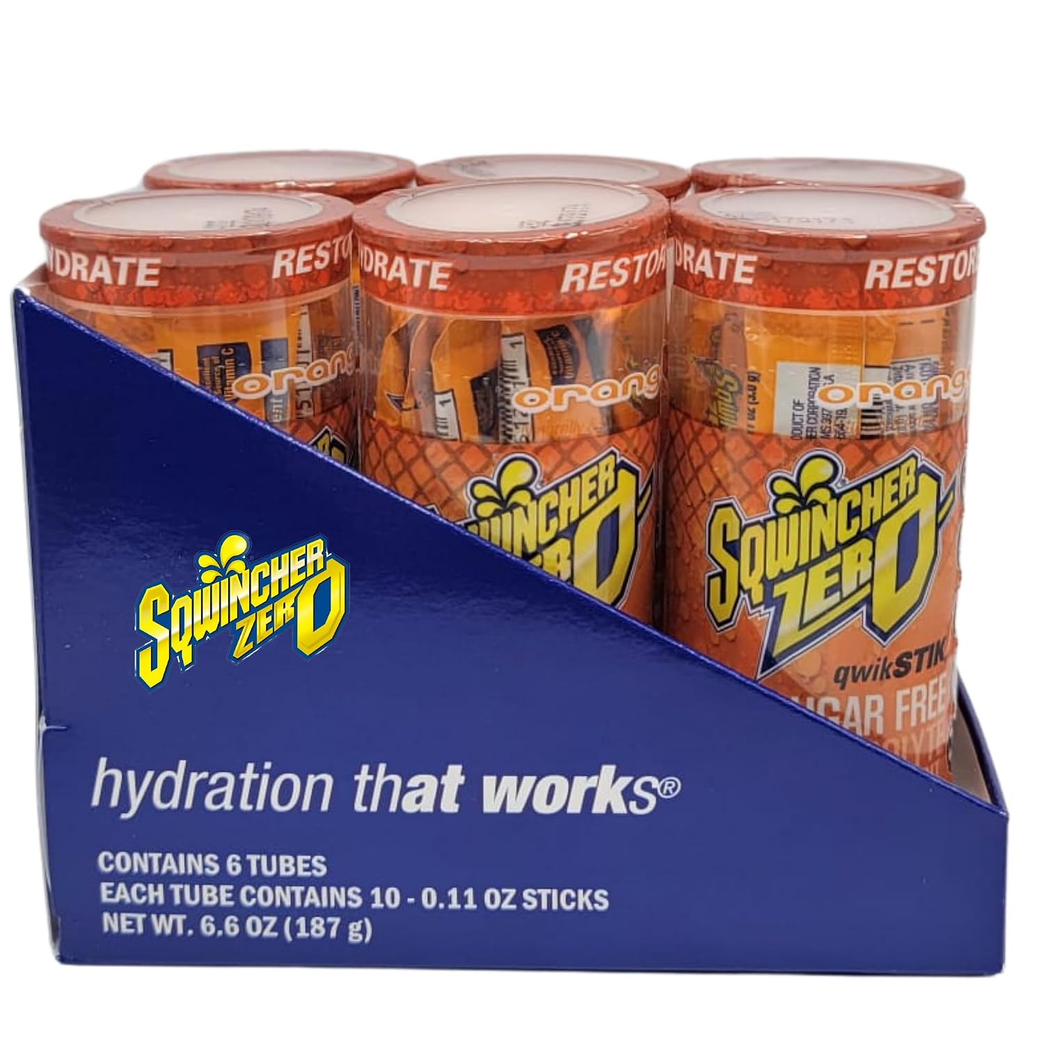 Sqwincher Zero Qwik Stik - Single Serve, Sugar Free, Low Calorie, Low Sodium Electrolyte Replacement Powder Hydration Drink Mix, 0.11 oz Packet | ORANGE - Pack of 120