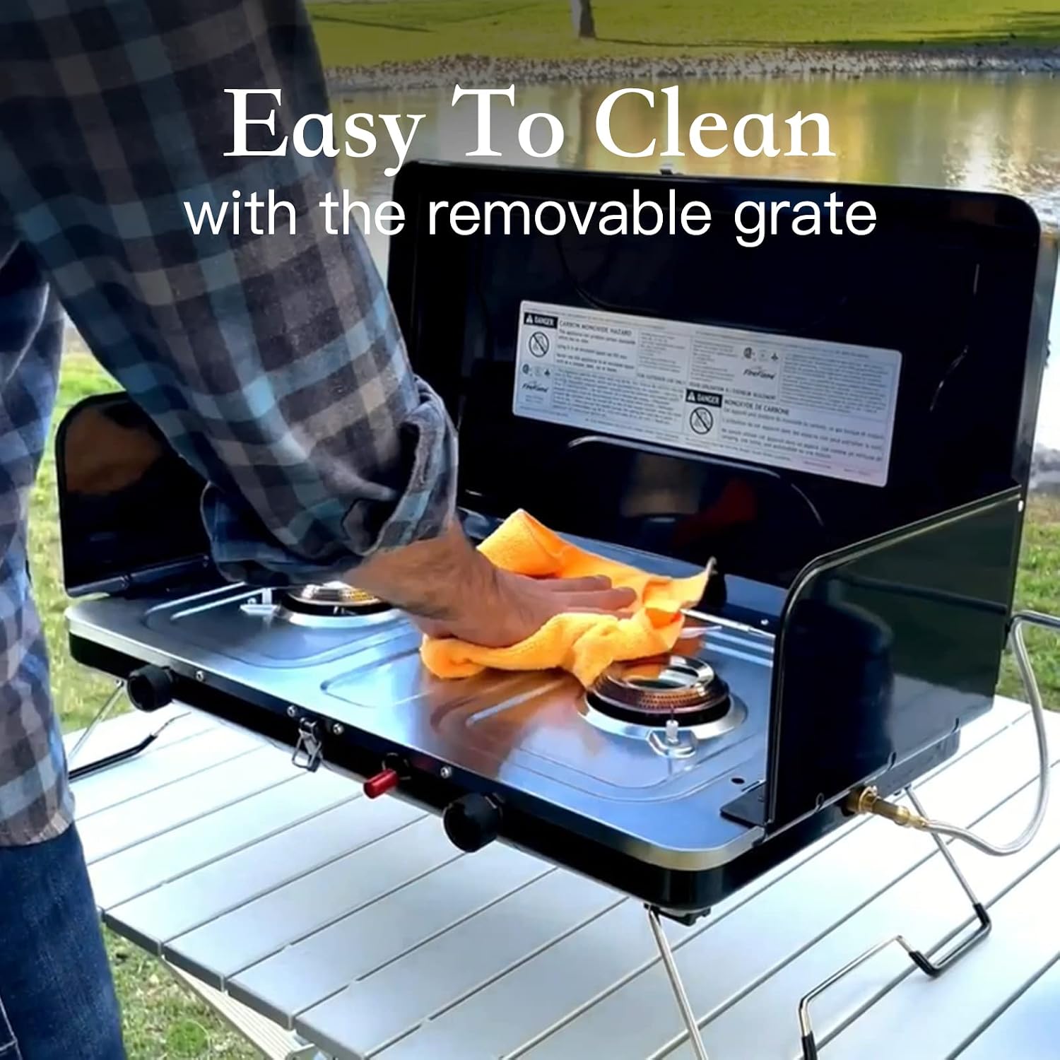 FineFlame Camping Stove, Propane Portable Camp Stove, 20000BTU-2 Burners