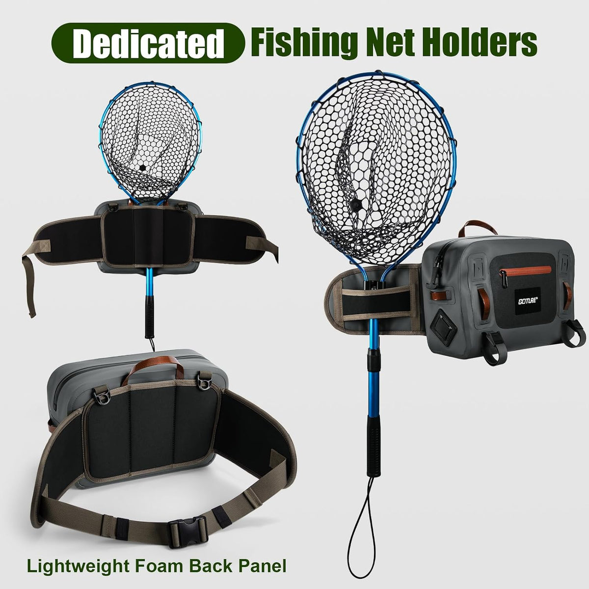 Goture Waterproof Fishing Waist Pack, IPX8 840D TPU Large Tackle Bag