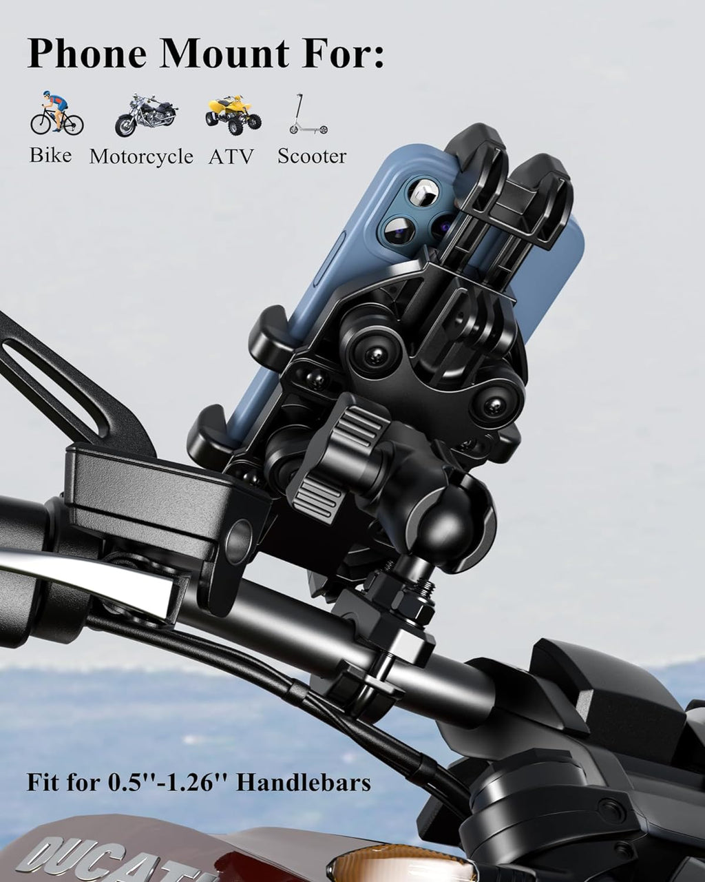 BRCOVAN Motorcycle Phone Mount Holder with Vibration Dampener
