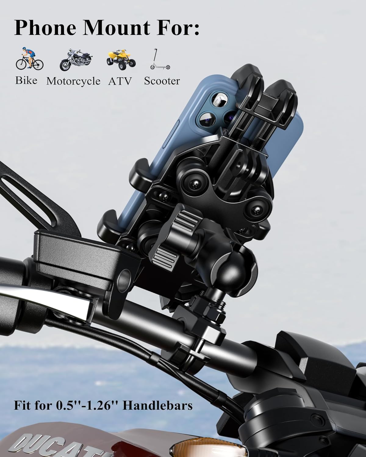 BRCOVAN Motorcycle Phone Mount Holder with Vibration Dampener