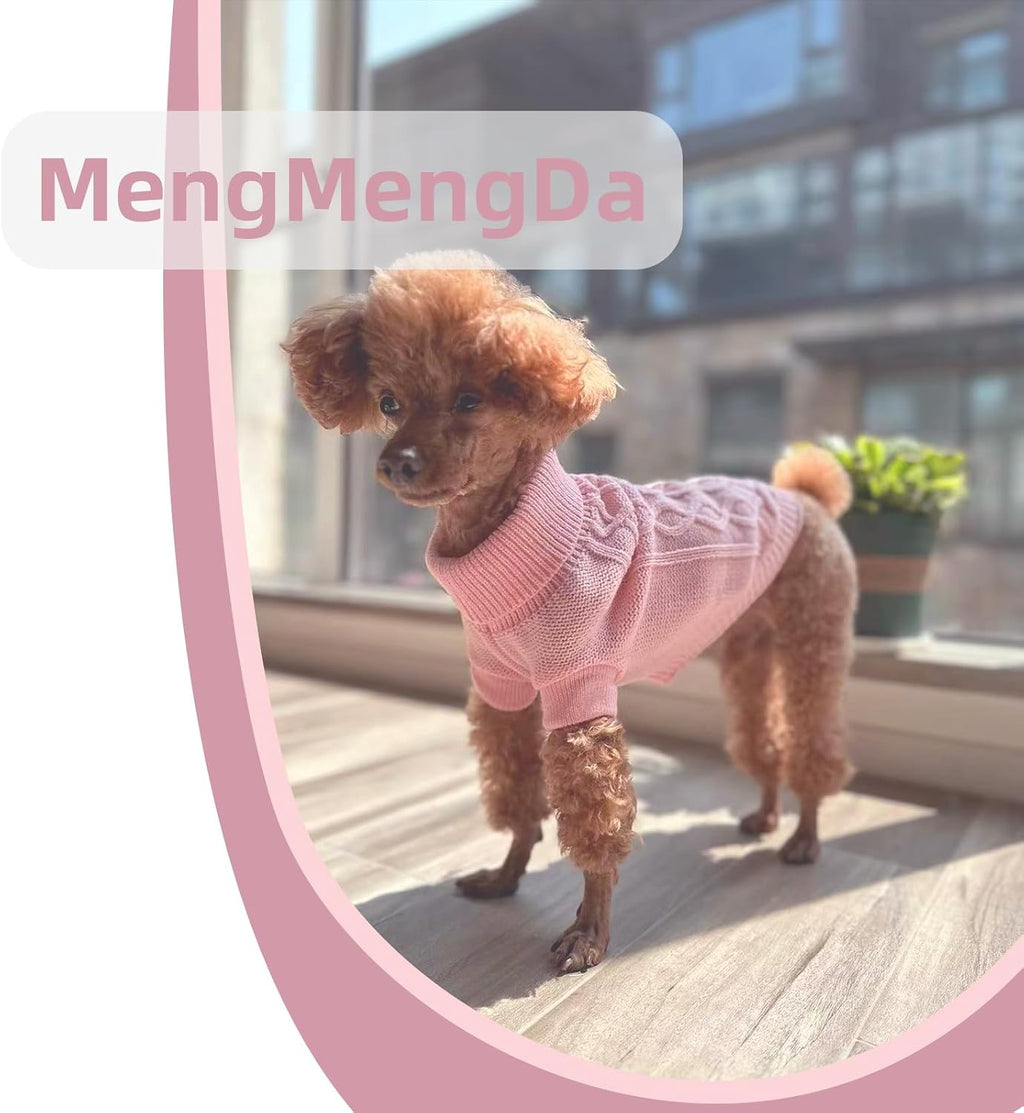 Small Dog Sweaters, Soft Knit Cold Weather Turtleneck Dog Clothes, Lightweight Warm Puppy Sweater for Chihuahua, Dachshund, Shih Tzu, Yorkie (Pink, M)