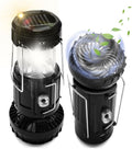 DIBMS 2-Pack Solar Camping Fan w/ Lantern, Collapsible LED Hanging Lights