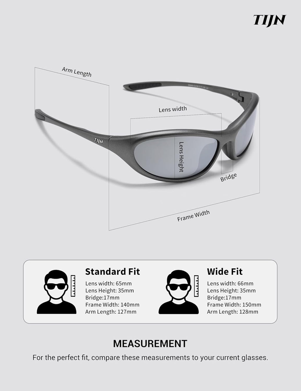 TIJN Sports Sunglasses UV400 Wraparound for Men Women Cycling, Vanta